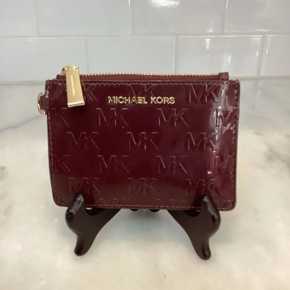 Michael Kors Signature Logo Embossed Patent Key & Card Holder
